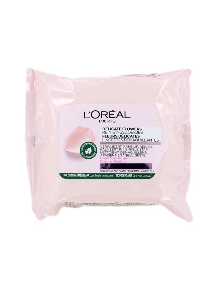 L'Oreal Gezichtsreinigingsdoekjes Rose & Jasmin, 25 Stuks