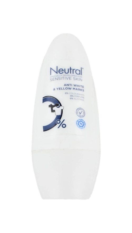 Neutral Deodorant Roller 0% Anti White & Yellow Marks, 50 ml