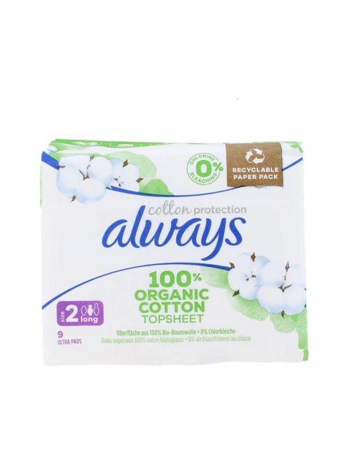 Always Maandverband Met Vleugels Organic Cotton Long, 9 Stuks