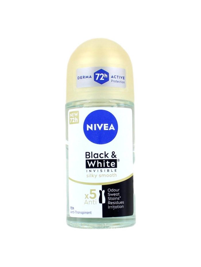 Nivea Deodorant Roller Invisible Black & White Silky Smooth, 50 ml