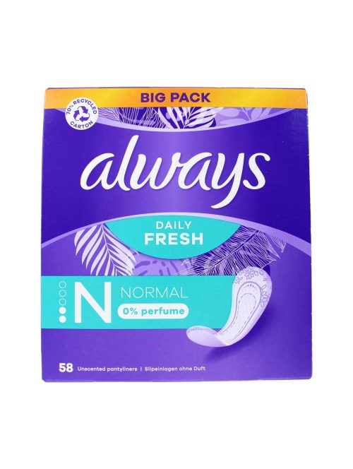 Always Inlegkruisjes Normal 0% Perfume Daily Fresh, 58 Stuks