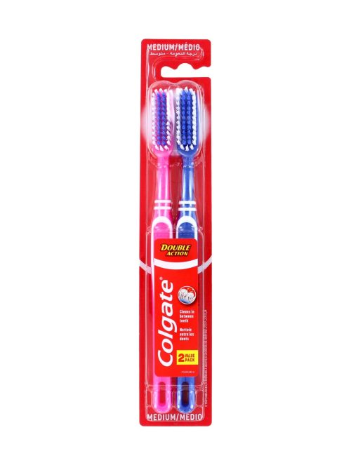 Colgate Tandenborstel Double Action Medium, 2 Stuks